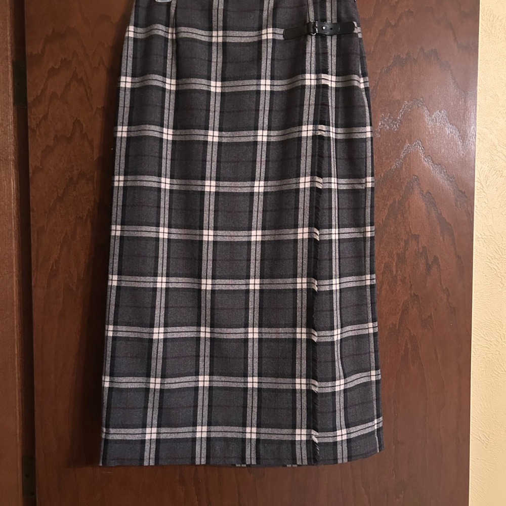 Rafaella Gray Plaid Pencil Skirt